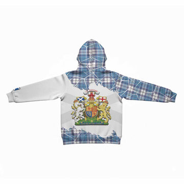 Roberton Tartan Kid Hoodie with Family Crest and Lion Rampant Grunge Style