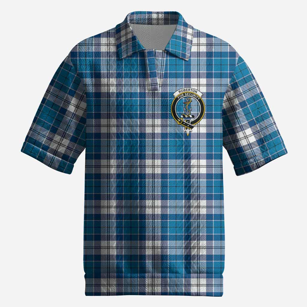 Roberton Tartan Men’s Polo Sweater Top with Family Crest