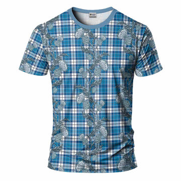 Roberton Tartan T-Shirt Seamless Scottish Thistle Flowers