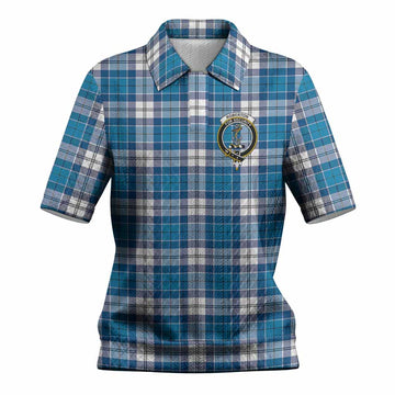 Roberton Tartan Women’s Polo Sweater Top with Family Crest