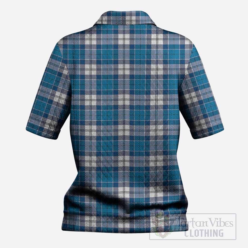 Roberton Tartan Women’s Polo Sweater Top with Family Crest