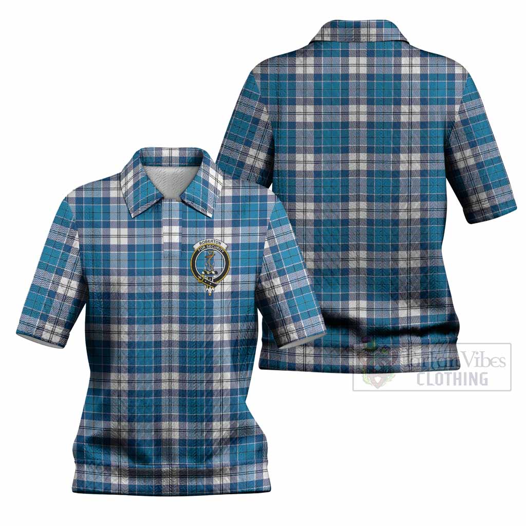 Roberton Tartan Women’s Polo Sweater Top with Family Crest