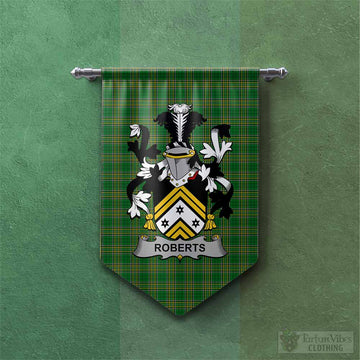 Roberts Irish Clan Tartan Gonfalon, Tartan Banner with Coat of Arms