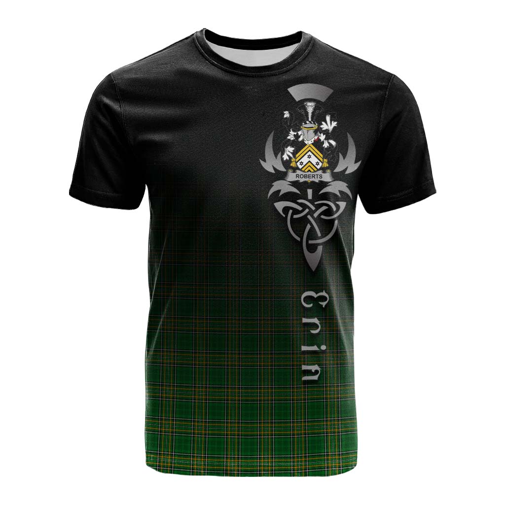 Tartan Vibes Clothing Roberts Irish Clan Cotton T-shirt with Coat of Arms Erin Go Bragh Celtic Inspired