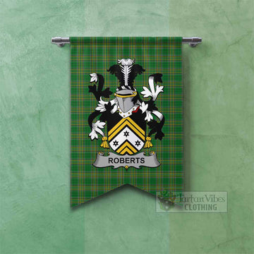 Roberts Irish Clan Tartan Gonfalon, Tartan Banner with Coat of Arms