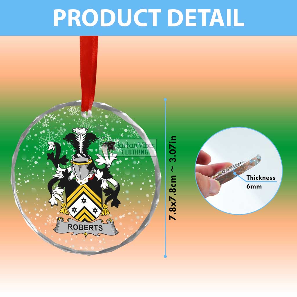 Tartan Vibes Clothing Roberts Irish Clan Christmas Glass Ornament with Coat of Arms