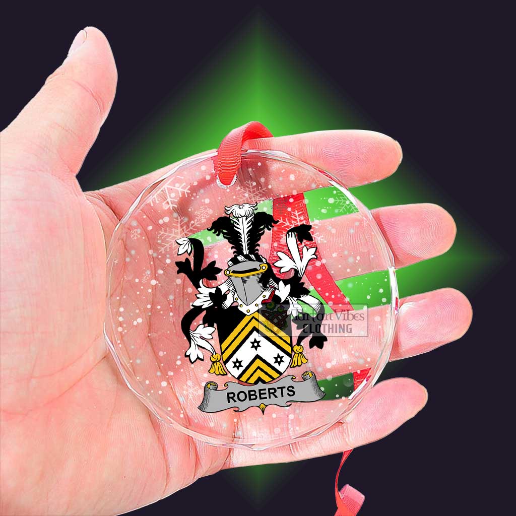 Tartan Vibes Clothing Roberts Irish Clan Christmas Glass Ornament with Coat of Arms