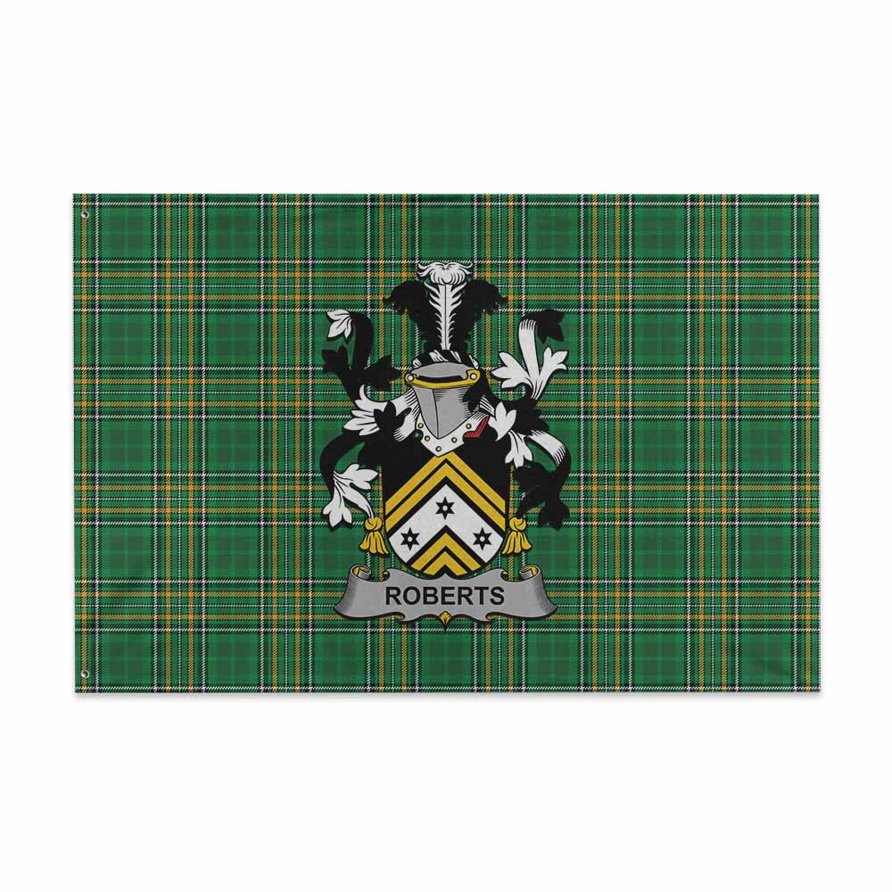 Tartan Vibes Clothing Roberts Irish Clan Tartan House Flag with Coat of Arms