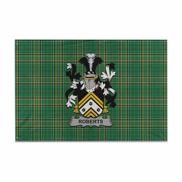 Roberts Irish Clan Tartan House Flag with Coat of Arms