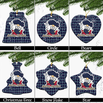 Roberts of Wales Tartan Christmas Ornaments with Scottish Gnome Playing Bagpipes