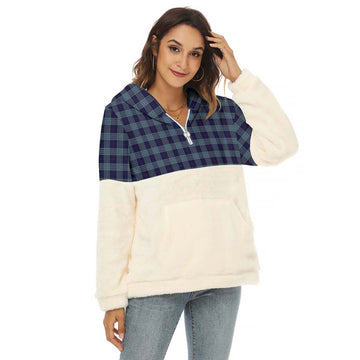 Roberts of Wales Tartan Half Style Women's Borg Fleece Hoodie with Half Zip