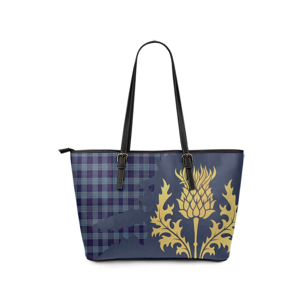 Tartan Vibes Clothing Roberts of Wales Tartan Leather Tote Bag Gold Thistle Style
