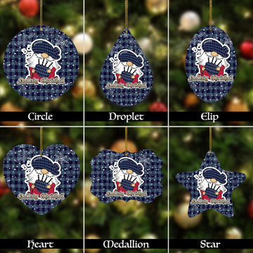 Roberts of Wales Tartan Christmas Ornaments with Scottish Gnome Playing Bagpipes