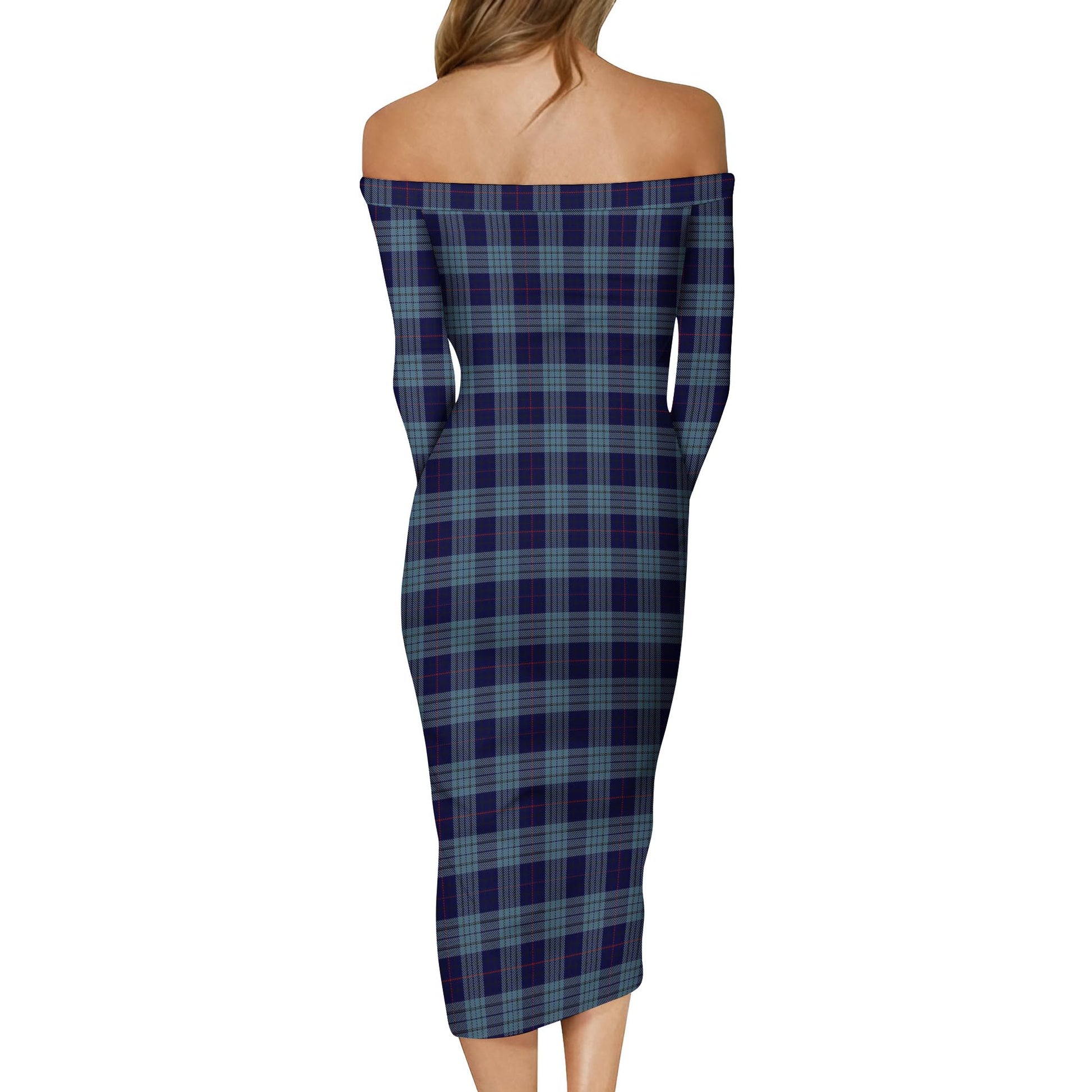 Roberts of Wales Tartan Off Shoulder Lady Dress - Tartanvibesclothing