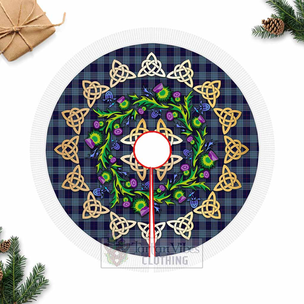 Tartan Vibes Clothing Roberts of Wales Tartan Christmas Tree Skirt with Thistle Celtic Knot Style
