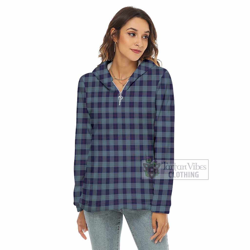 Tartan Vibes Clothing Roberts of Wales Tartan Women's Borg  Half Zip Fleece Hoodie
