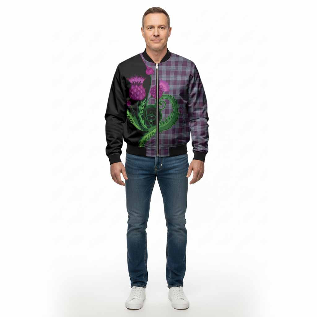 Roberts of Wales Tartan Bomber Jacket Traditional Scottish Thistle