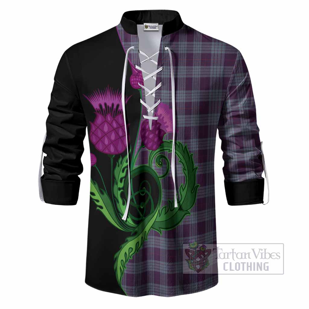 Roberts of Wales Tartan Ghillie Shirt Traditional Scottish Thistle