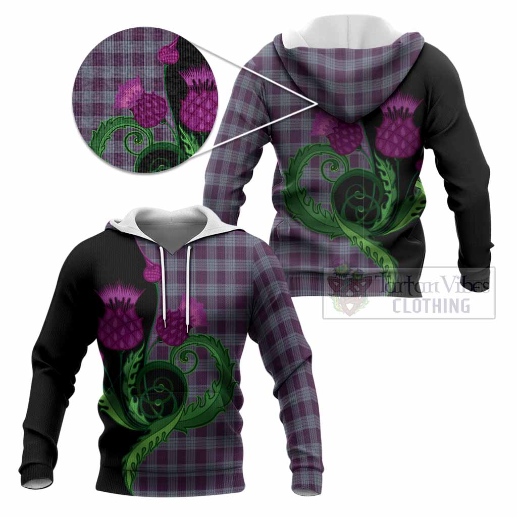 Roberts of Wales Tartan Knitted Hoodie Traditional Scottish Thistle