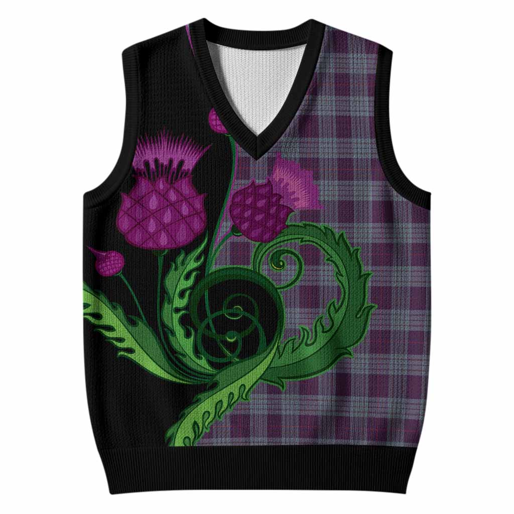 Roberts of Wales Tartan Knitted V-Neck Vest Traditional Scottish Thistle