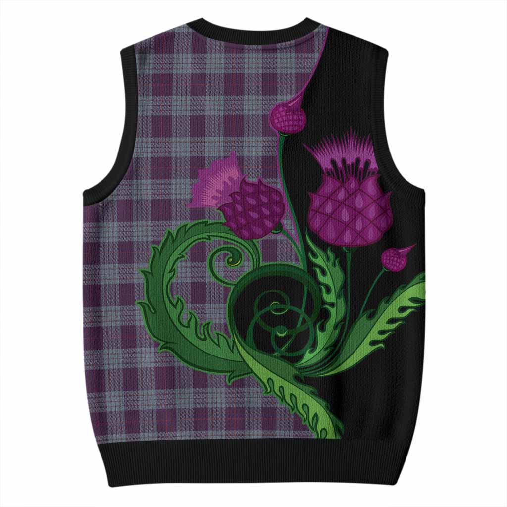 Roberts of Wales Tartan Knitted V-Neck Vest Traditional Scottish Thistle