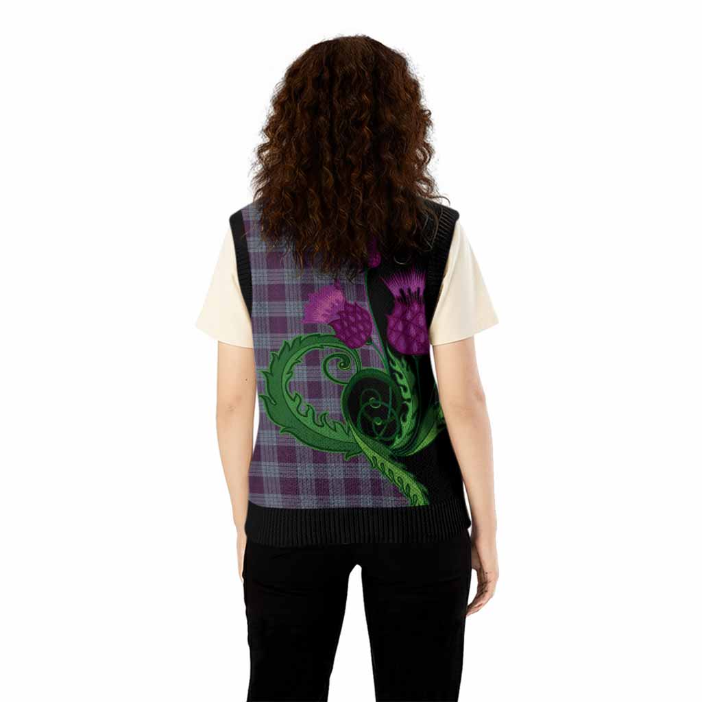 Roberts of Wales Tartan Knitted V-Neck Vest Traditional Scottish Thistle