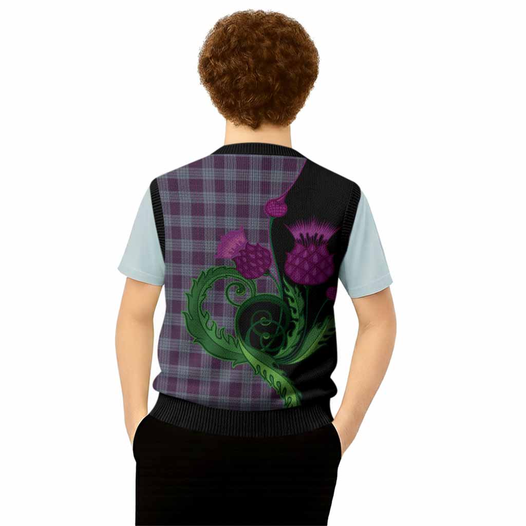 Roberts of Wales Tartan Knitted V-Neck Vest Traditional Scottish Thistle