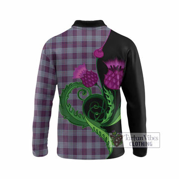 Roberts of Wales Tartan Long Sleeve Polo Shirt Traditional Scottish Thistle