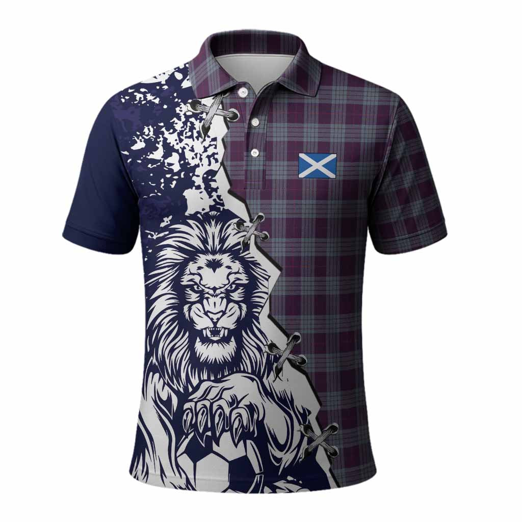 Roberts of Wales Tartan Scottish Polo Shirt Angry Lion With Soccer Ball Style