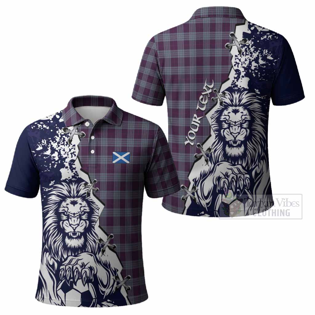 Roberts of Wales Tartan Scottish Polo Shirt Angry Lion With Soccer Ball Style