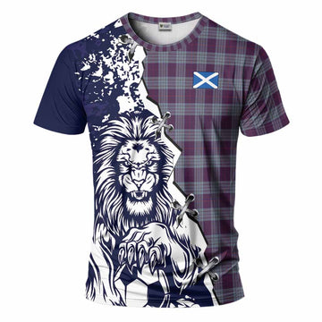 Roberts of Wales Tartan Scottish T-Shirt Angry Lion With Soccer Ball Style
