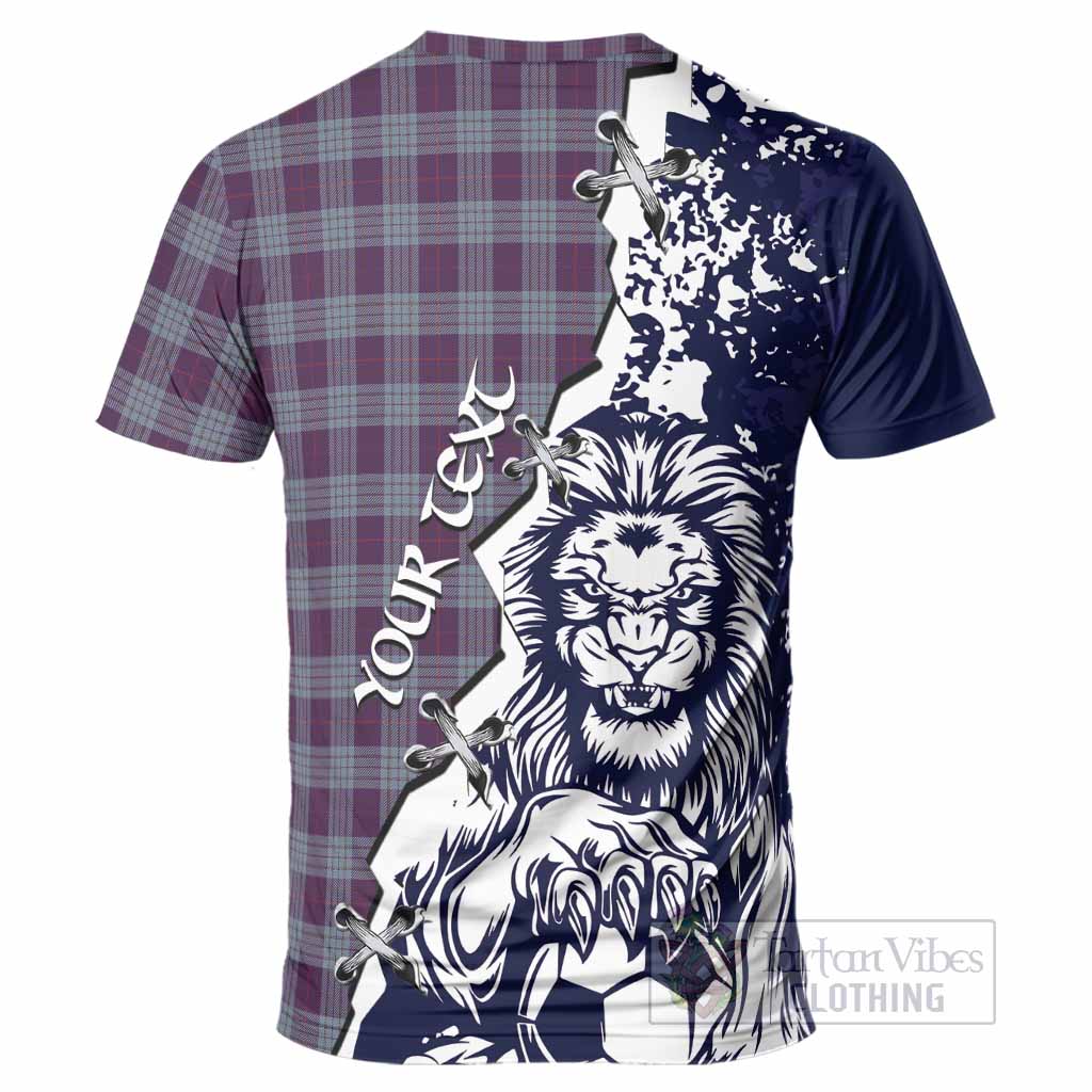 Roberts of Wales Tartan Scottish T-Shirt Angry Lion With Soccer Ball Style