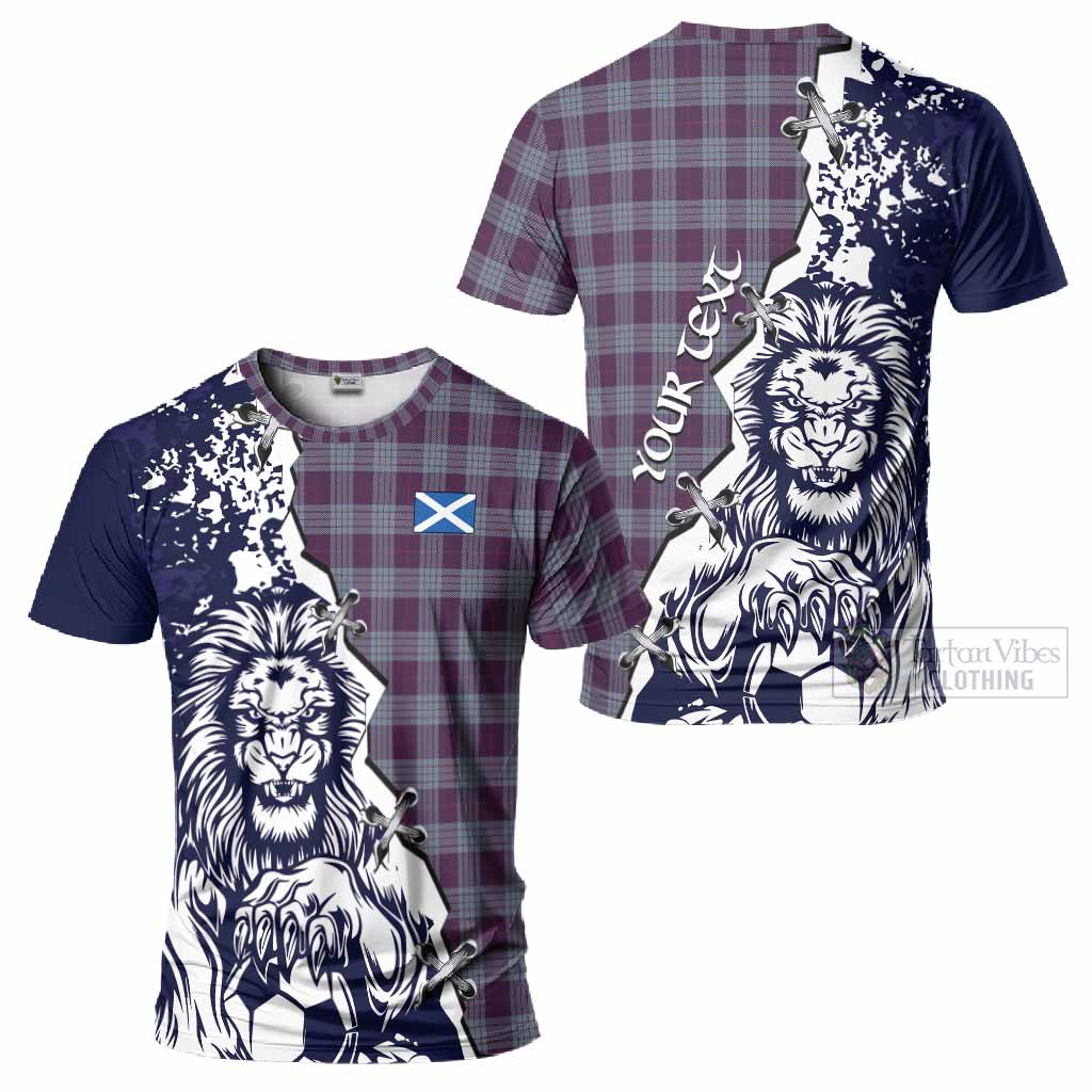 Roberts of Wales Tartan Scottish T-Shirt Angry Lion With Soccer Ball Style