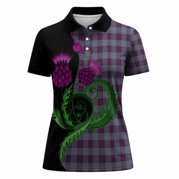 Roberts of Wales Tartan Women Polo Shirt Traditional Scottish Thistle
