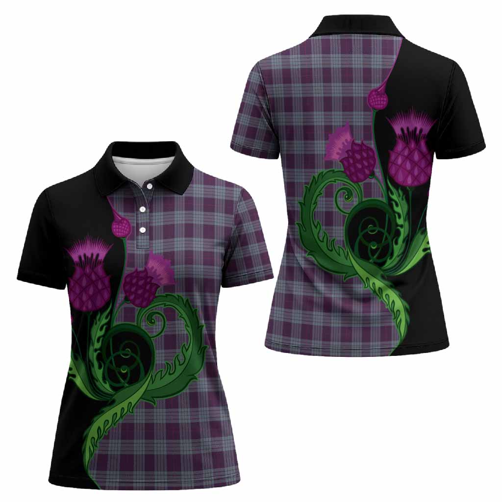 Roberts of Wales Tartan Women Polo Shirt Traditional Scottish Thistle