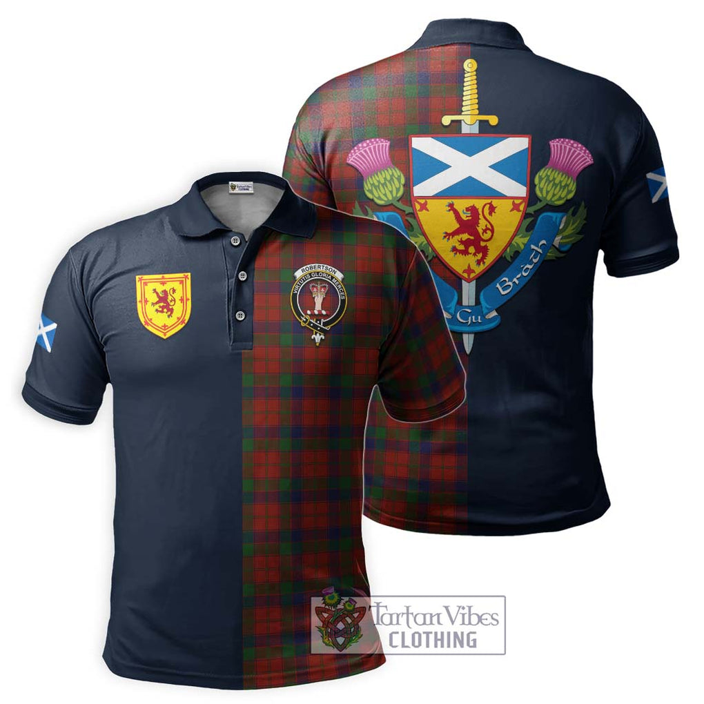 Tartan Vibes Clothing Robertson Tartan Polo Shirt with Scottish Lion Royal Arm Half Style