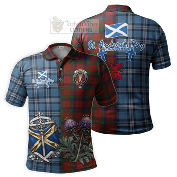 Tartan Vibes Clothing Robertson Tartan Polo Shirt Happy St. Andrew's Day Half Tartan Style