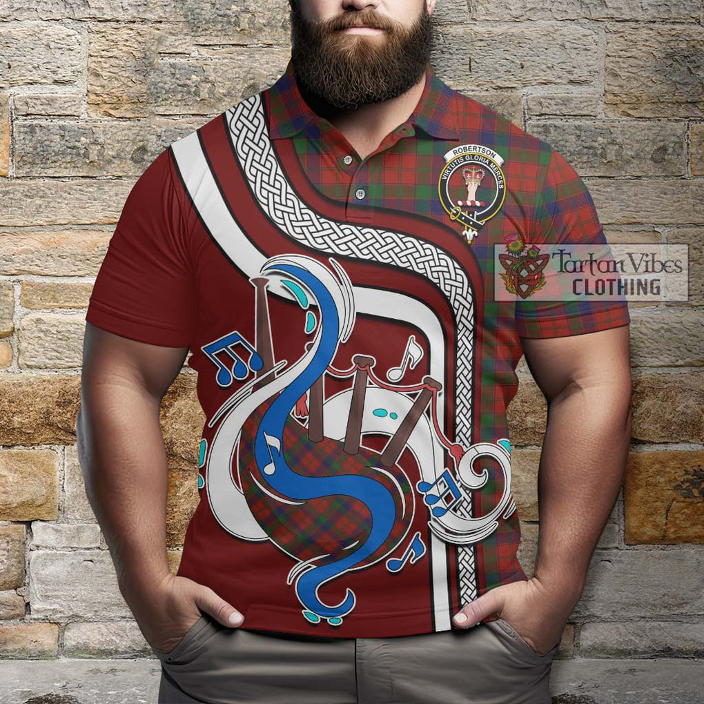 Tartan Vibes Clothing Robertson Tartan Polo Shirt with Epic Bagpipe Style