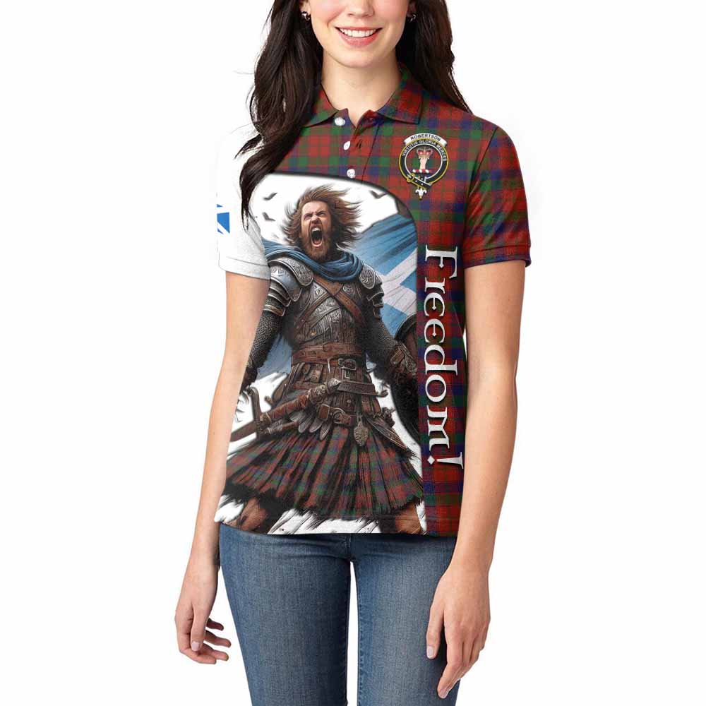Tartan Vibes Clothing Robertson Crest Tartan Women's Polo Shirt Inspired by the Freedom of Scottish Warrior