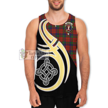 Robertson Tartan Men's Tank Top with Family Crest and Celtic Symbol Style