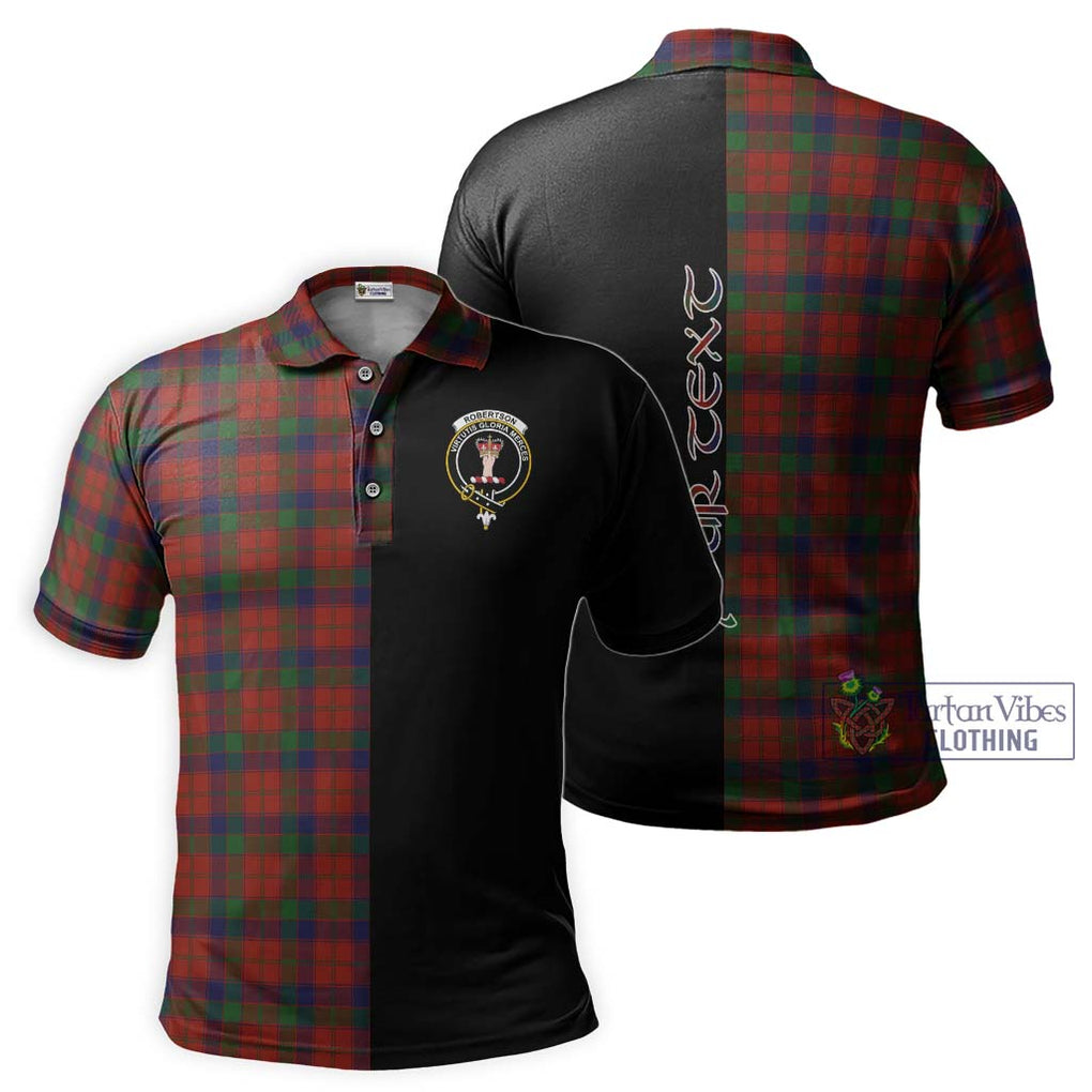 Robertson Tartan Polo Shirt with Family Crest and Half Of Me Style Kid - Tartanvibesclothing Shop