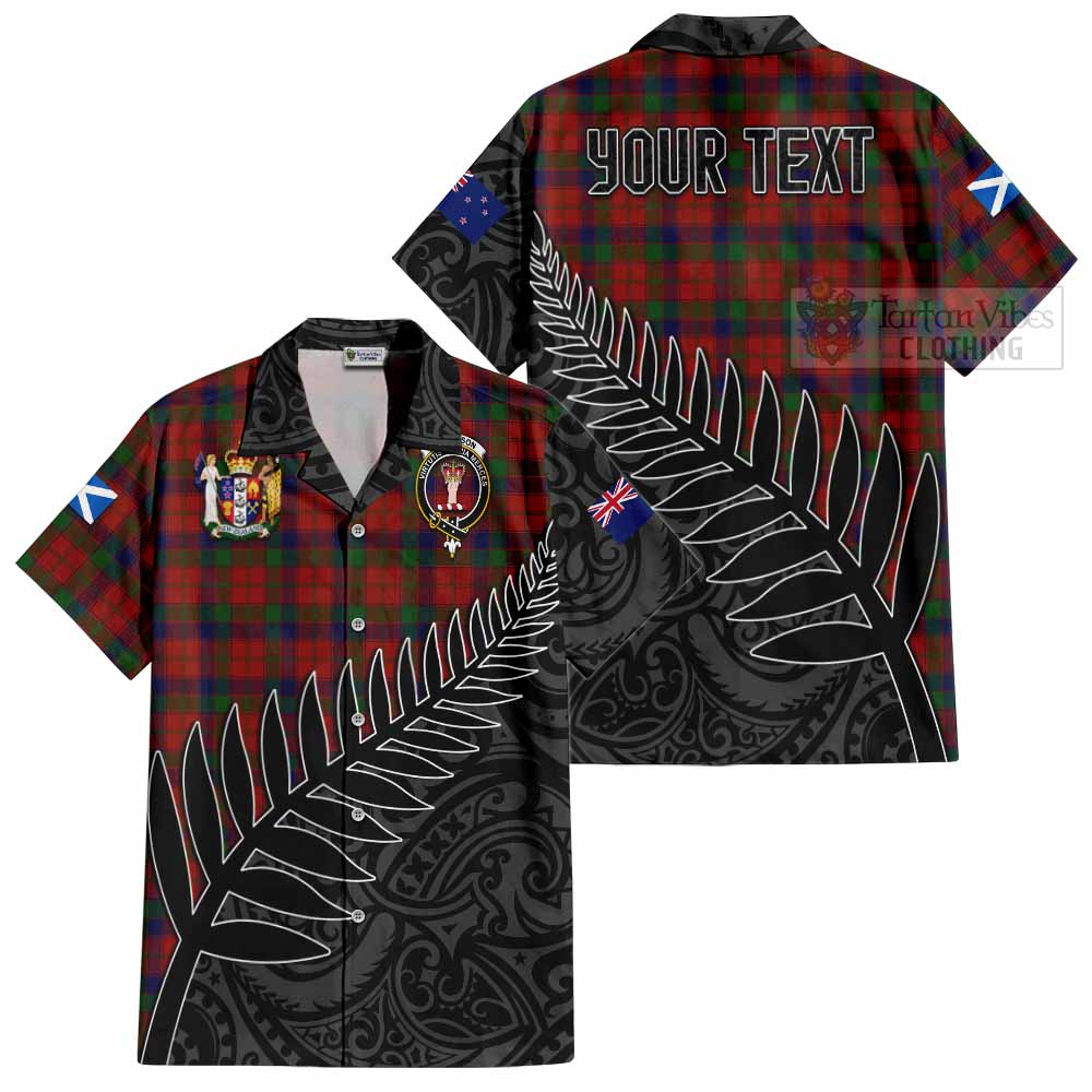 Robertson Crest Tartan Hawaiian Shirt with New Zealand Silver Fern Half Style Kid - Tartan Vibes Clothing