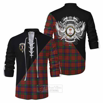 Tartan Vibes Clothing Robertson Tartan Ghillie Kilt Shirt with Family Crest and Military Logo Style