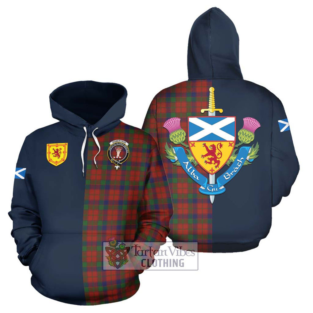 Tartan Vibes Clothing Robertson Tartan Hoodie with Scottish Lion Royal Arm Half Style