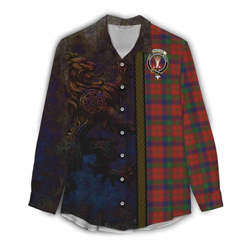 Robertson Tartan Family Crest Women's Casual Shirt Alba Gu Brath Be Brave Lion Ancient Style