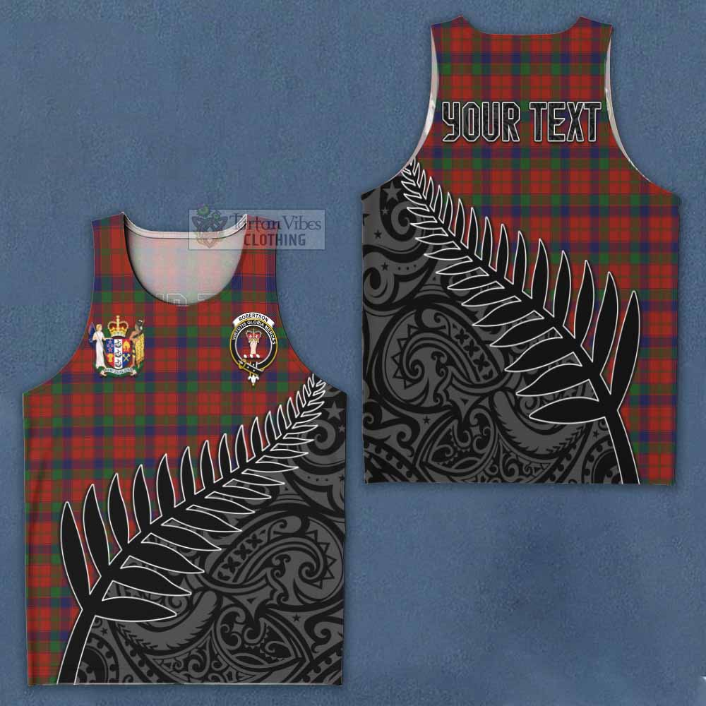 Tartan Vibes Clothing Robertson Crest Tartan Men's Tank Top with New Zealand Silver Fern Half Style