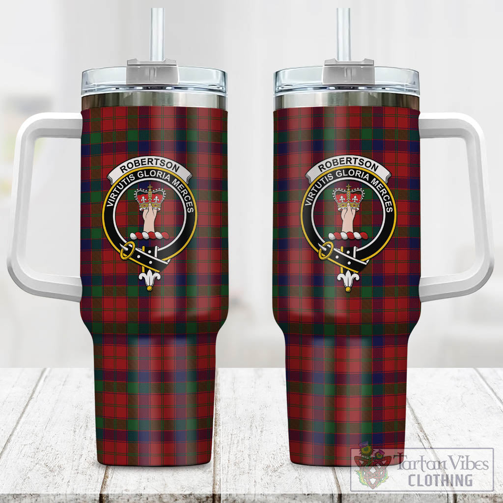 Tartan Vibes Clothing Robertson Tartan and Family Crest Tumbler with Handle
