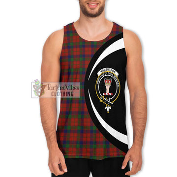 Robertson Tartan Men's Tank Top with Family Crest Circle Style