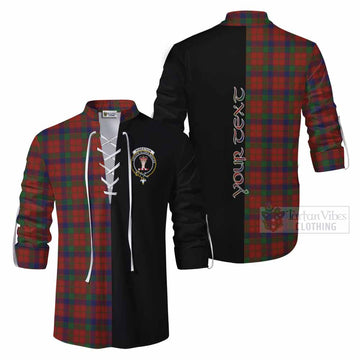 Tartan Vibes Clothing Robertson Tartan Ghillie Kilt Shirt with Family Crest and Half Of Me Style