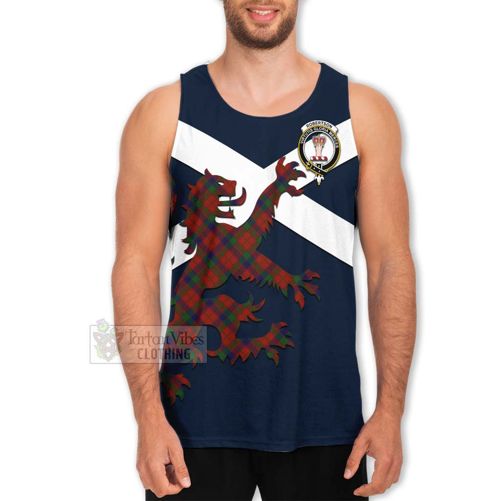 Tartan Vibes Clothing Robertson Tartan Lion Rampant Men's Tank Top – Proudly Display Your Heritage with Alba Gu Brath and Clan Name